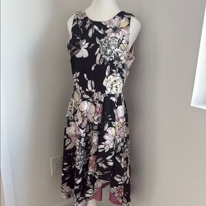 Black House white Market NWOT Floral Hi-Lo Black and Pink Women's Dress